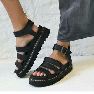 Dr. Martens Blaire Black Platform Sandals - Size 6